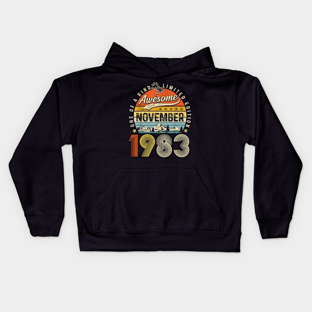 Awesome Since November 1983 Vintage 40th Birthday. Kids Hoodie by Gearlds Leonia